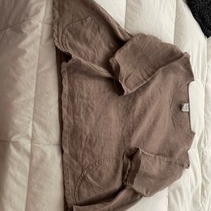 Linen top casual with 3/4 sleeve with pockets